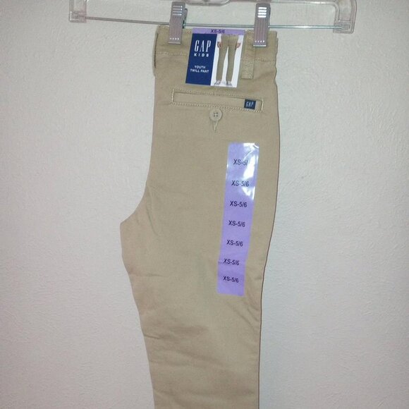 Gap Kids Youth Size XS 5/6 Inside Elastic w Button Tan Twill Pants NWT - Picture 2 of 4